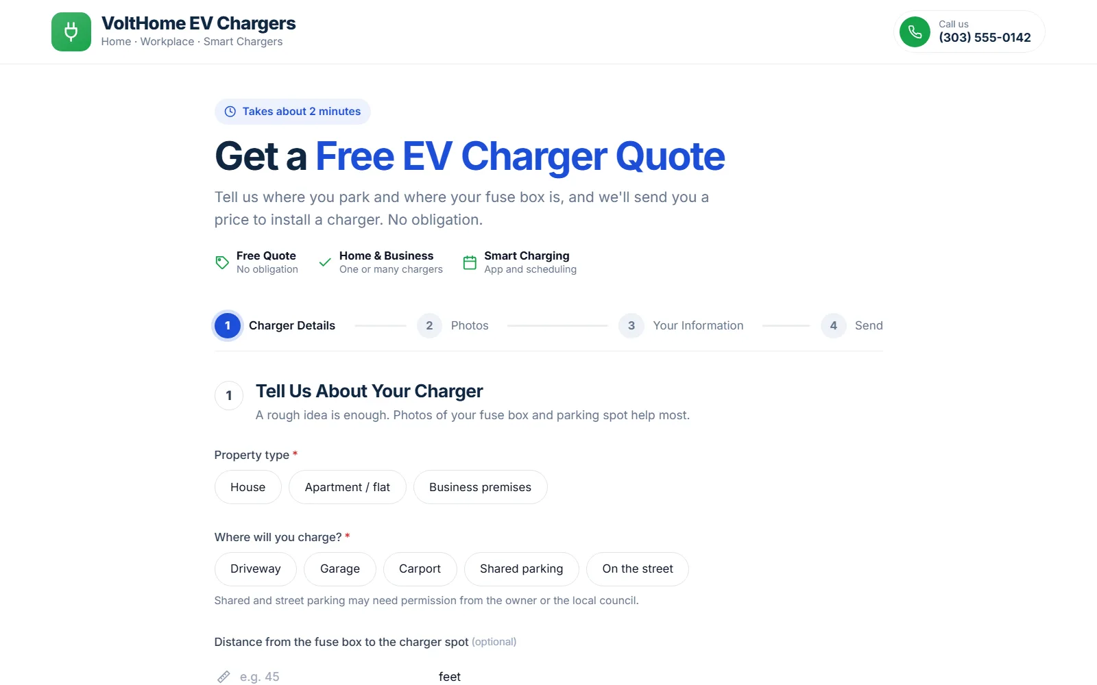 The ev charger installation quote form made with Quotelatic